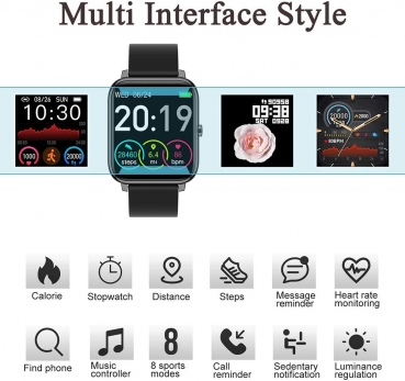 Smartwatch Fitness Tracker Schrittzähler Stoppuhr SMS Damen Herren für IOS Android